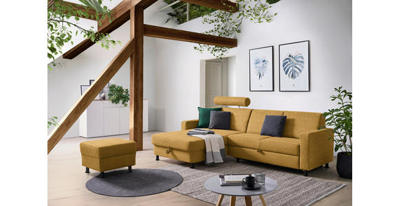 ECKSOFA in Webstoff Honig 165/257 cm - Schwarz/Honig, Design, Kunststoff/Textil (165/257cm) - Xora