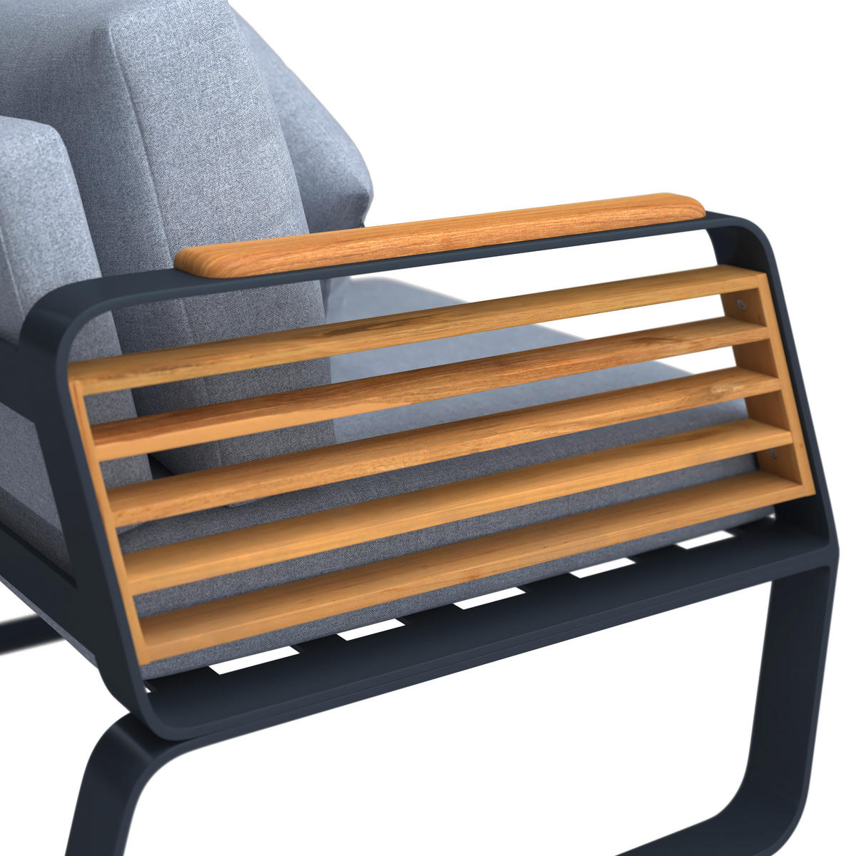 LOUNGEGARNITUR Teakholz Aluminium  - Dunkelgrau, MODERN, Holz/Metall - Ambia Garden