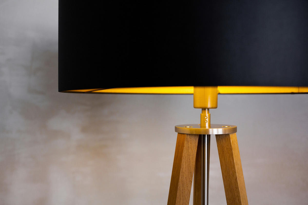 STEHLEUCHTE  50/150/50 cm   - Eichefarben/Goldfarben, MODERN, Naturmaterialien/Holz (50/150/50cm)