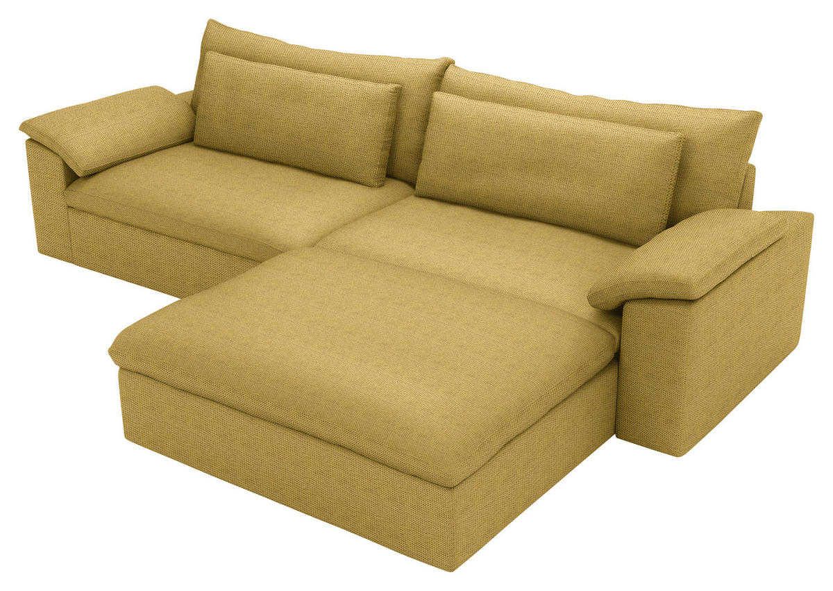 ECKSOFA  Chenille Currygelb  - Currygelb/Schwarz, Modern, Kunststoff/Textil (306/198cm) - Carryhome
