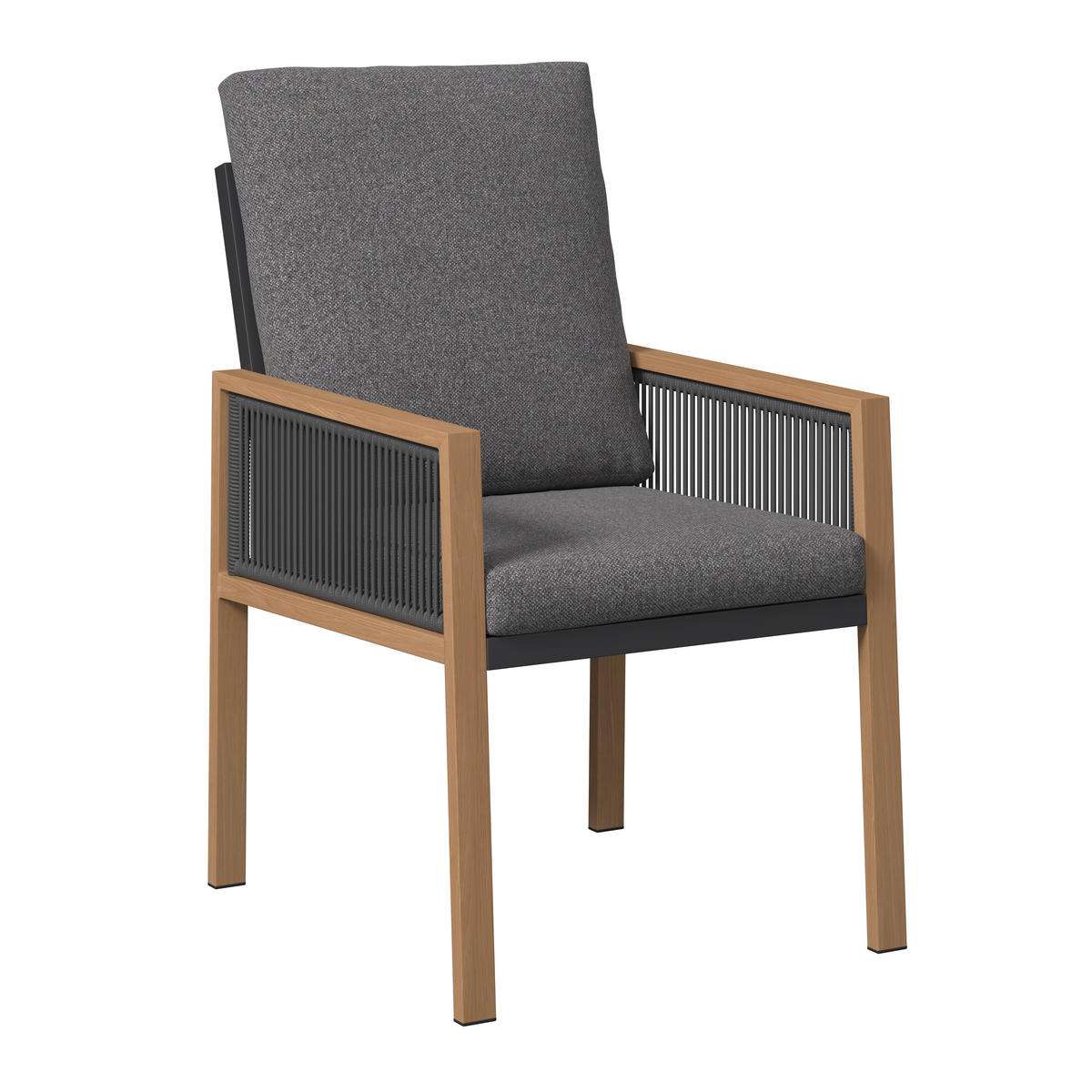 DINING-LOUNGESET 6-teilig  - Anthrazit/Naturfarben, MODERN, Glas/Textil (202.5/74/80cm) - Ambia Garden