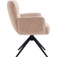 ARMLEHNSTUHL  Stoffauswahl, Sitzfläche 360° drehbar, automatische Rückholfunktion Leinenoptik  - Schwarz/Rosa, Design, Textil/Metall (67/86/68cm) - Novel