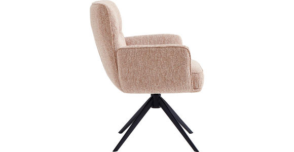 ARMLEHNSTUHL  Stoffauswahl, Sitzfläche 360° drehbar, automatische Rückholfunktion Leinenoptik  - Schwarz/Rosa, Design, Textil/Metall (67/86/68cm) - Novel
