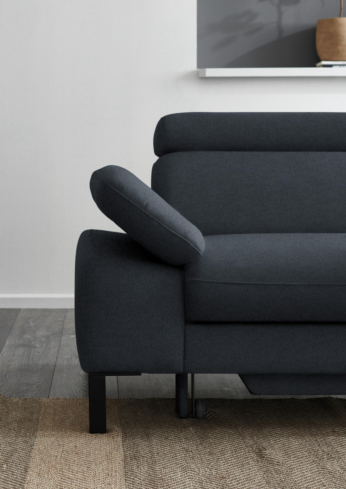 ECKSOFA in Flachgewebe Anthrazit  - Anthrazit/Schwarz, Design, Holzwerkstoff/Textil (272/217cm) - Pure Home Comfort