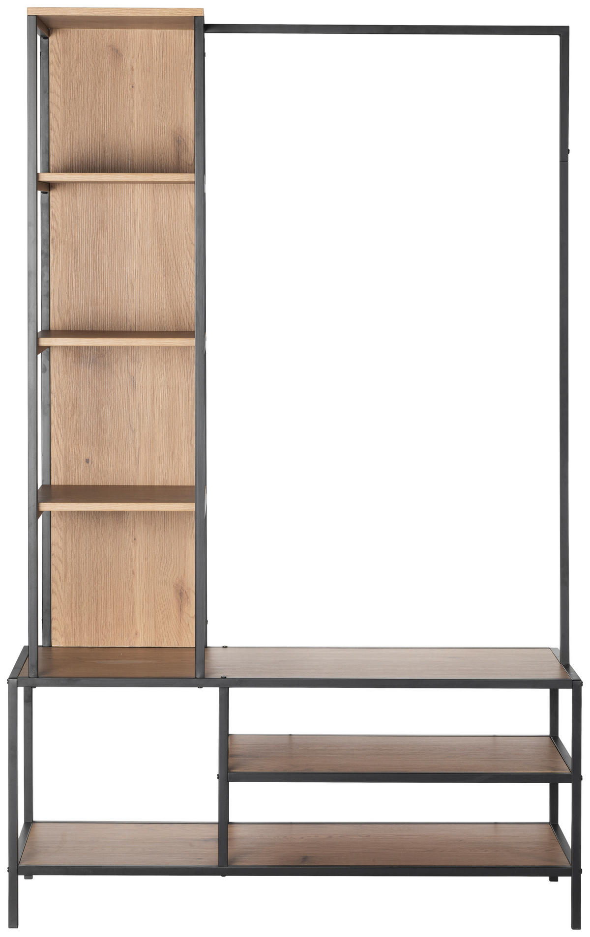 PŘEDSÍŇOVÁ STĚNA, přírodní barvy, černá, 110/177/40 cm - černá/přírodní barvy, Design, kov/kompozitní dřevo (110/177/40cm) - MID.YOU