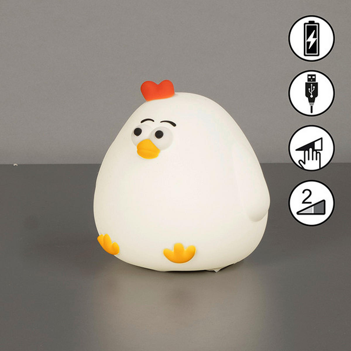 KINDER-NACHTLICHT Paula   - Hellrot/Weiß, Trend, Kunststoff (11cm)