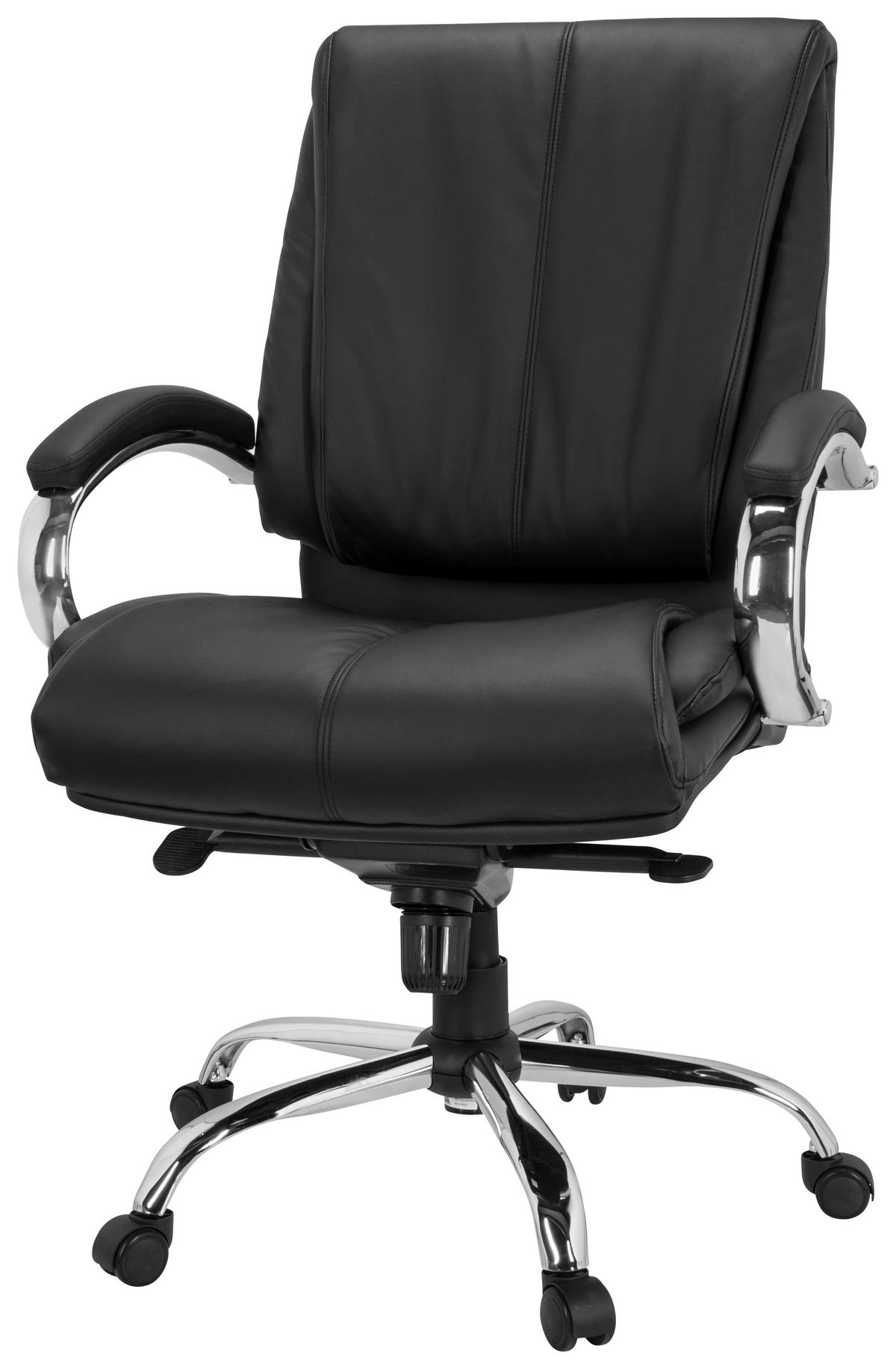 CHEFSESSEL Lederlook Schwarz  - Silberfarben/Schwarz, Basics, Kunststoff/Textil (66/113/70cm) - MID.YOU