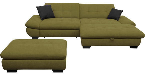 ECKSOFA in Mikrofaser Grün 290/198 cm - Schwarz/Grün, Design, Textil/Metall (290/198cm) - Xora