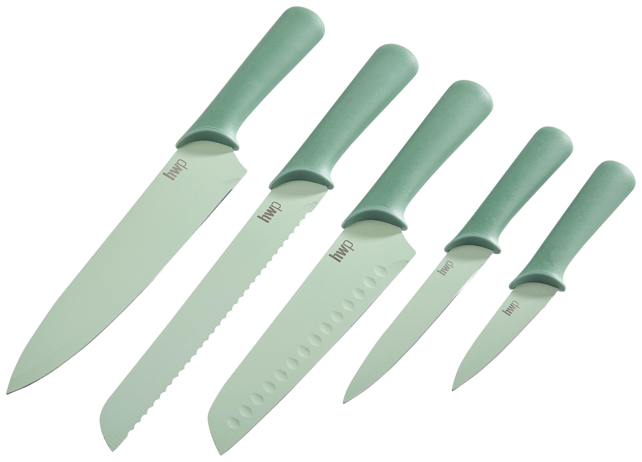 MESSERSET 5-teilig  - Petrol/Mintgrün, Basics, Kunststoff/Metall - Homeware Profession.
