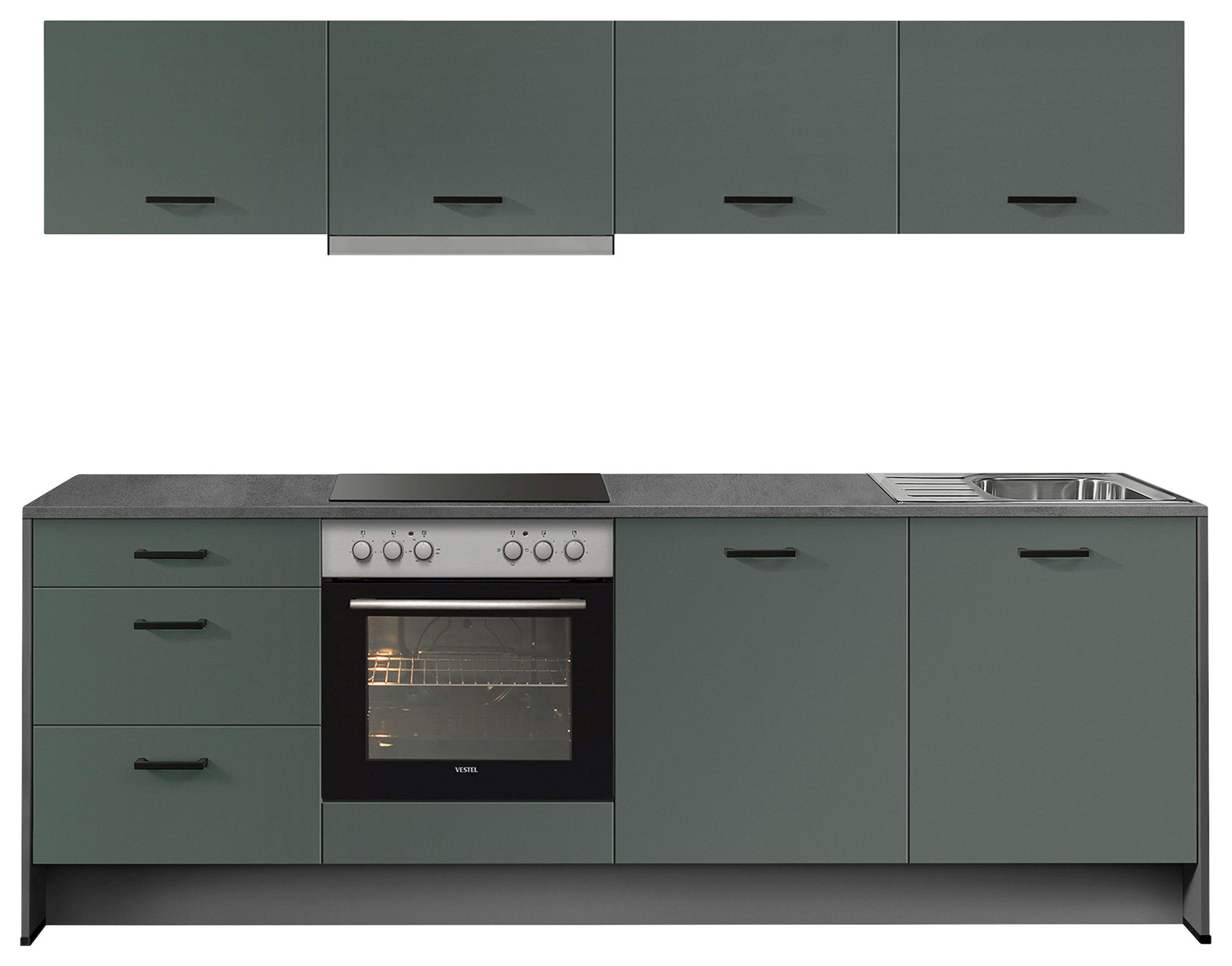 KÜCHENLEERBLOCK 245 cm   in Graphitfarben, Dunkelgrün  - Schieferfarben/Dunkelgrün, Basics, Holzwerkstoff/Metall (245cm) - Impuls