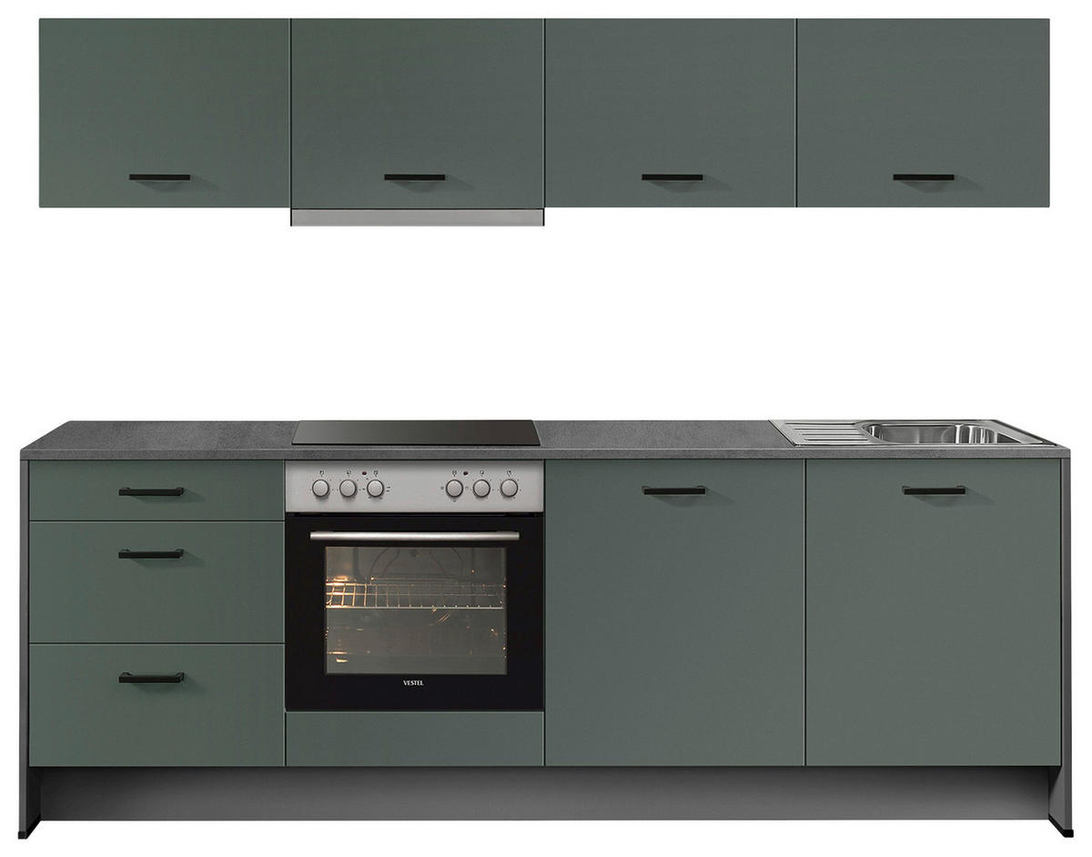 KÜCHENLEERBLOCK 245 cm   Graphitfarben, Dunkelgrün  - Schieferfarben/Dunkelgrün, Basics, Holzwerkstoff/Metall (245cm) - Impuls