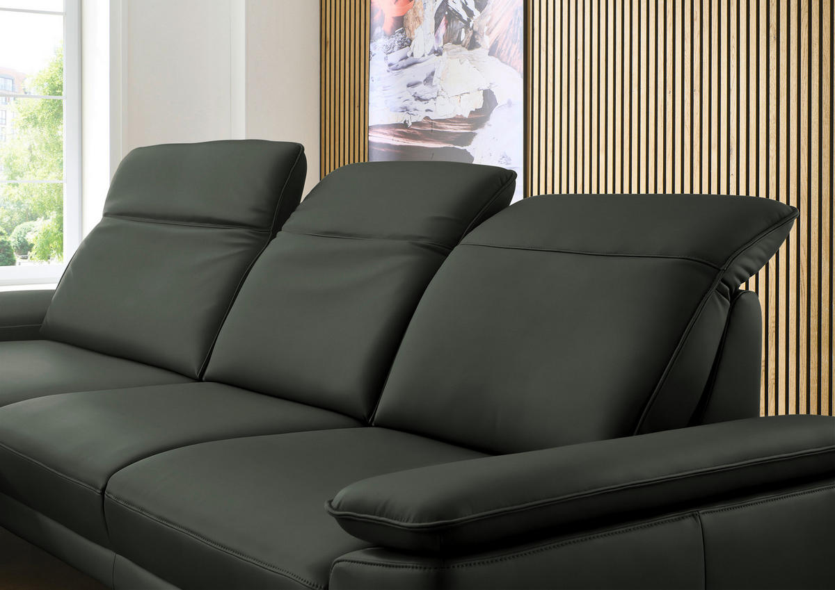 ECKSOFA in Echtleder Dunkelgrün  - Dunkelgrün/Schwarz, Design, Leder/Metall (193/332cm) - Dieter Knoll