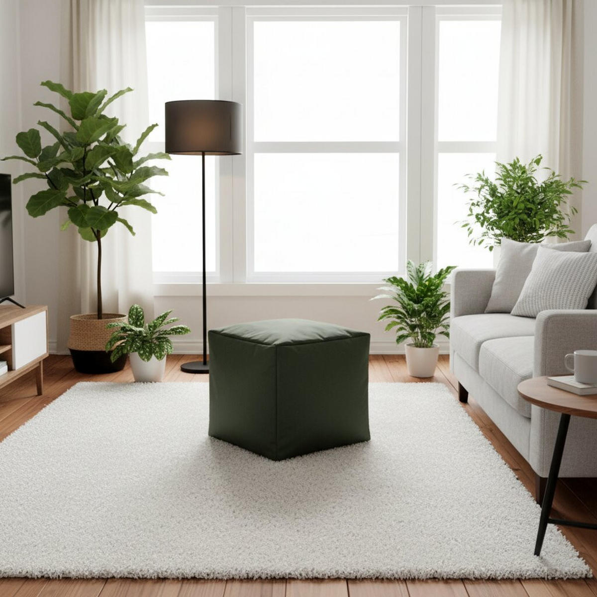 HOCKER in Textil Grün  - Grün, Design, Textil (40/40/40cm) - Boxxx