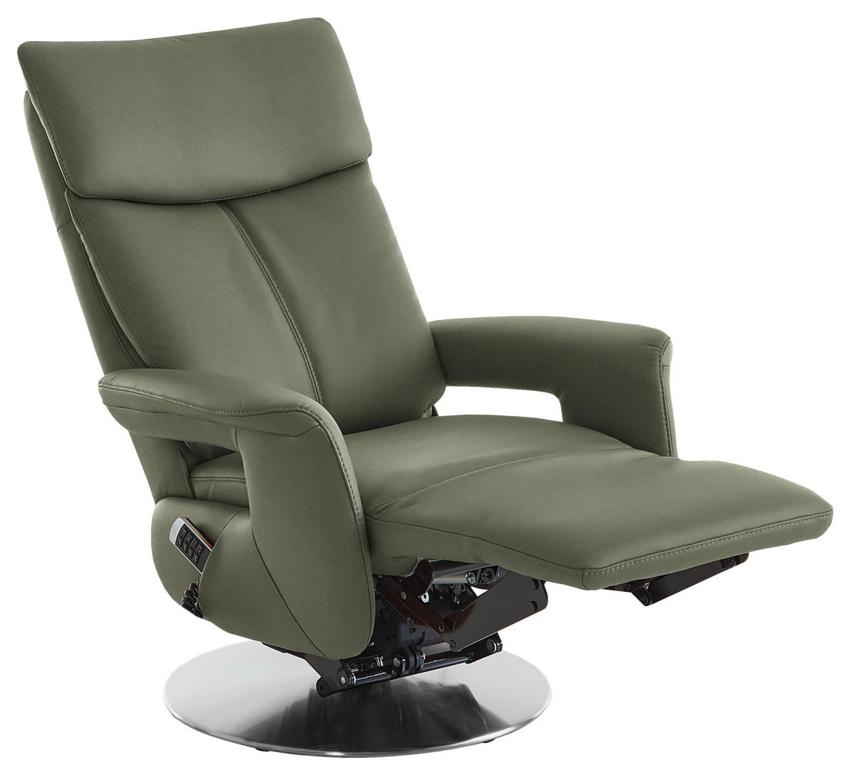 RELAXSESSEL in Leder Grün  - Edelstahlfarben/Grün, Design, Leder/Metall (78/112/85cm) - Cantus