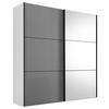 SCHWEBETÜRENSCHRANK 167/222/68 cm 2-türig Weiß, Hellgrau  - Hellgrau/Schwarz, KONVENTIONELL, Glas/Holzwerkstoff (167/222/68cm) - Moderano