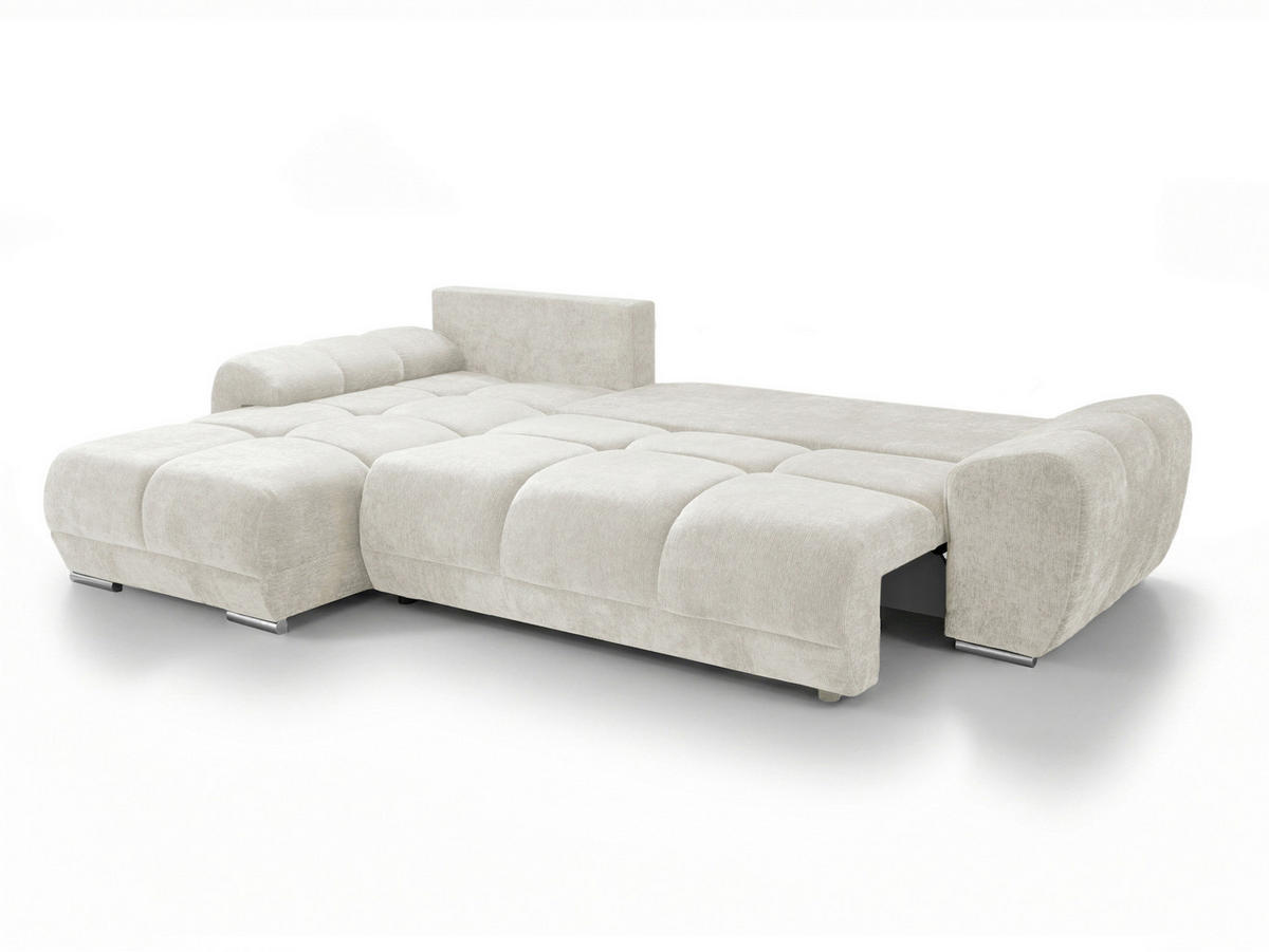 ECKSOFA  in Chenille Greige  - Chromfarben/Greige, KONVENTIONELL, Kunststoff/Textil (183/290cm) - Xora