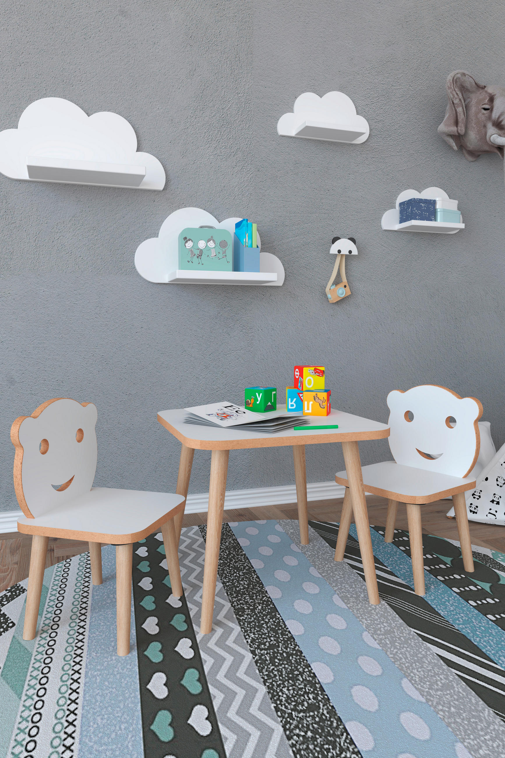 KINDERSITZGRUPPE Weiß  - Weiß, MODERN, Holzwerkstoff - MID.YOU