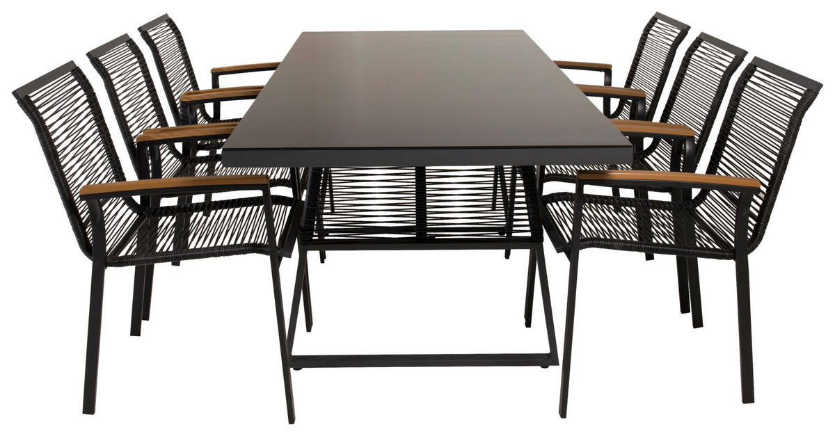 UTESTOLAR SET i metall svart  - svart/akaciefärgad, Klassisk, metall/trä (57/83,5/63,5cm) - Gardenson