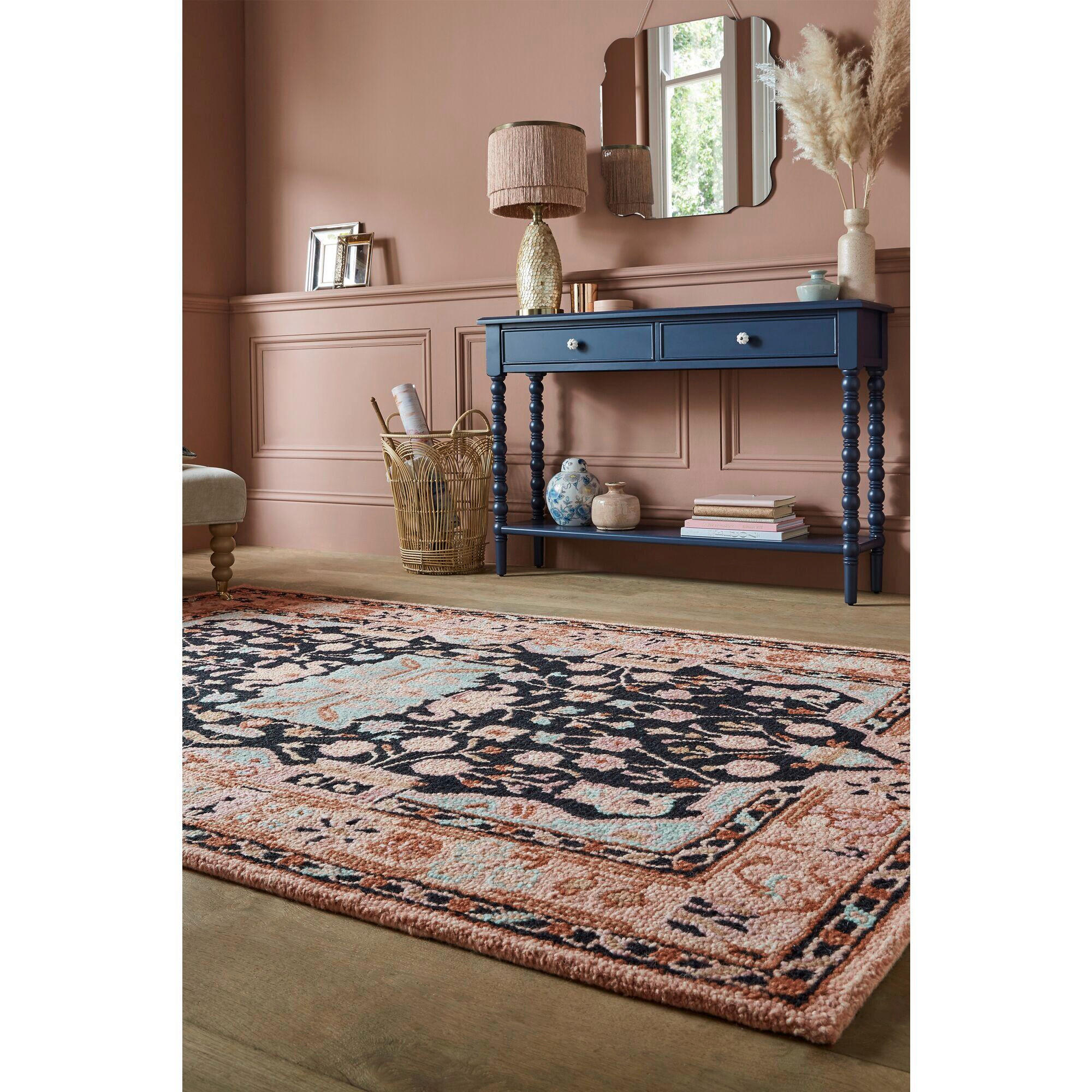 WEBTEPPICH 200/290 cm BLOSSOM TRADITIONAL Rosa, Schwarz  - Schwarz/Rosa, KONVENTIONELL, Textil (200/290cm)