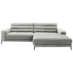 ECKSOFA Badia in Cord Hellgrau  296/207 cm  - Hellgrau/Schwarz, Design, Textil/Metall (296/207cm) - Dieter Knoll