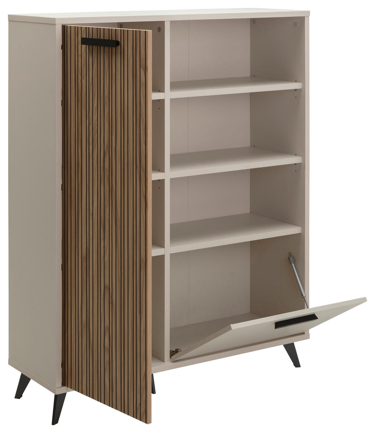 VISOKA KOMODA, barve hrasta, bež  - temno siva/barve hrasta, Moderno, kovina/leseni material (110/132/35cm) - Xora