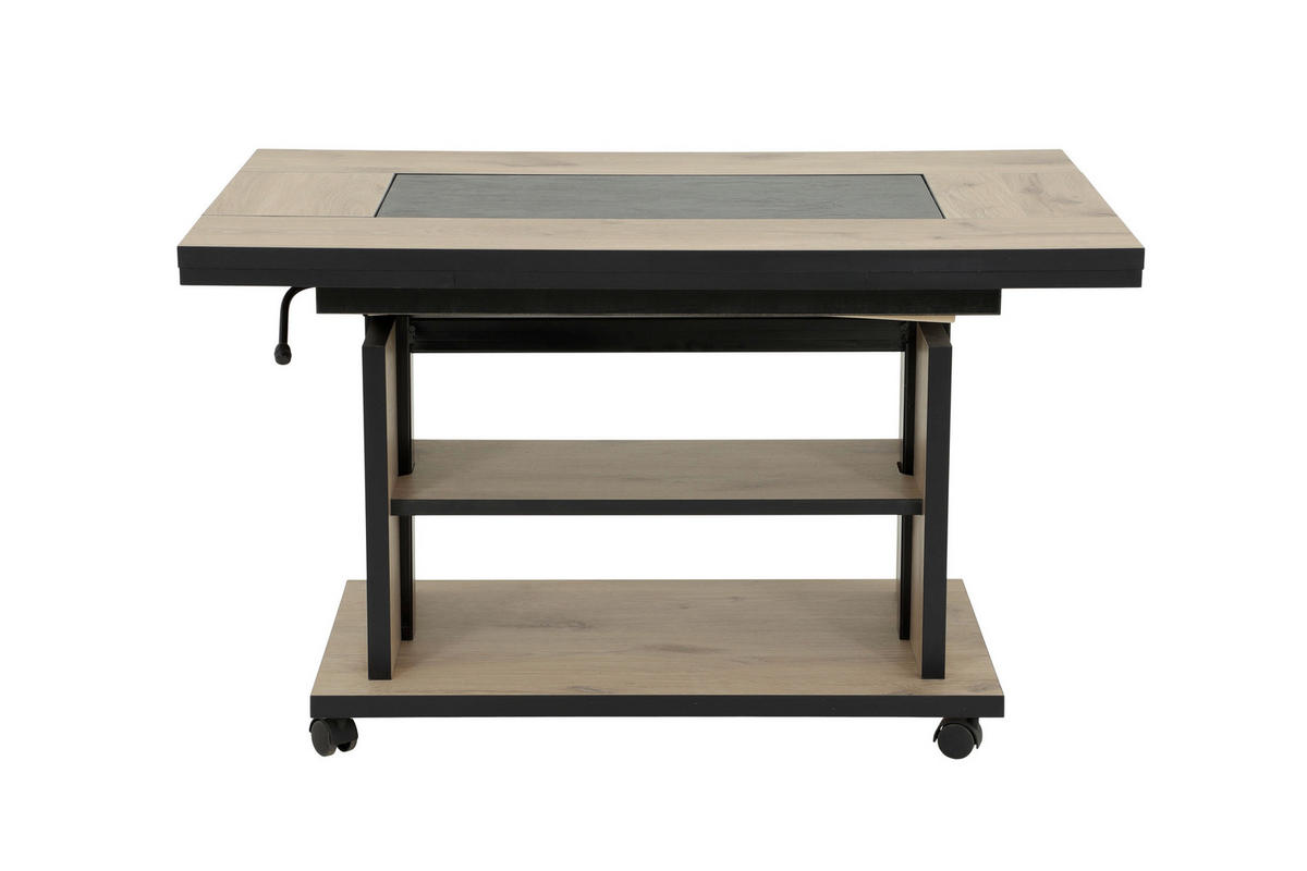 COUCHTISCH 66/97-152/55-73 cm rechteckig Anthrazit, Eiche Artisan  - Anthrazit/Eiche Artisan, Design, Holzwerkstoff/Stein (66/97-152/55-73cm) - Livetastic