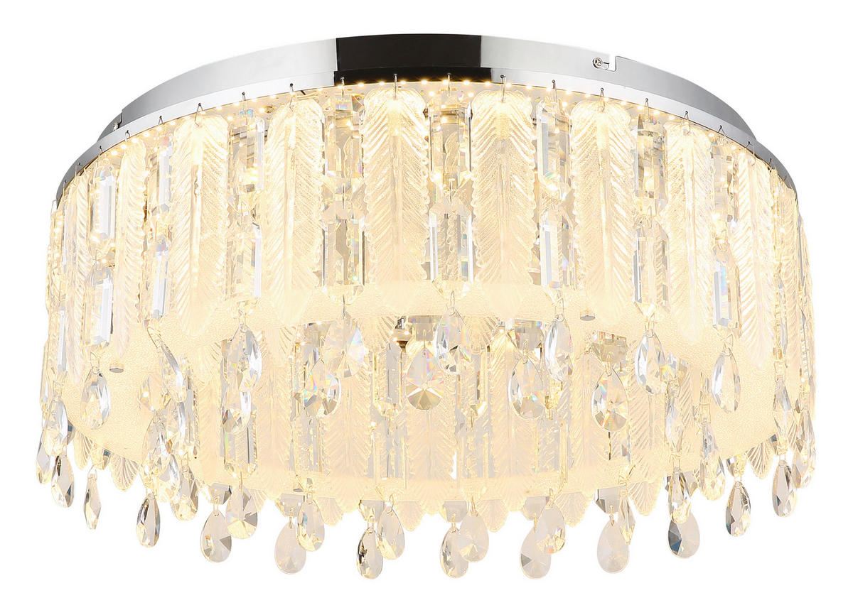 LED-DECKENLEUCHTE 58,5/26,5 cm   - Klar/Chromfarben, LIFESTYLE, Glas/Textil (58,5/26,5cm)