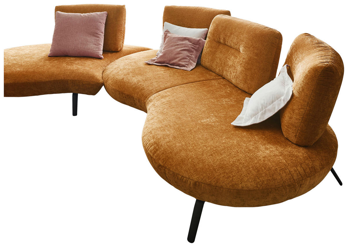 BIGSOFA Flachgewebe Senfgelb  - Senfgelb/Schwarz, Design, Textil/Metall (456/93/138cm) - Moderano