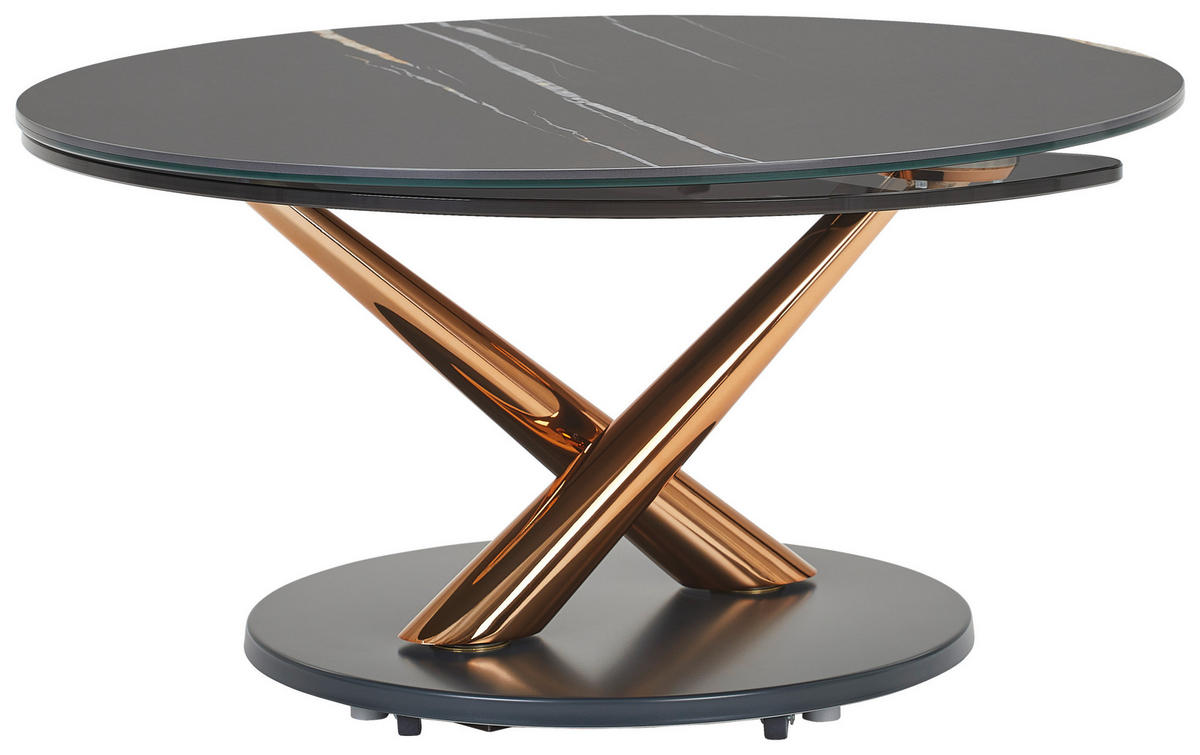 COUCHTISCH 80-128/80/40 cm rund Anthrazit, Kupferfarben  - Anthrazit/Kupferfarben, Design, Keramik/Metall (80-128/80/40cm) - Naos