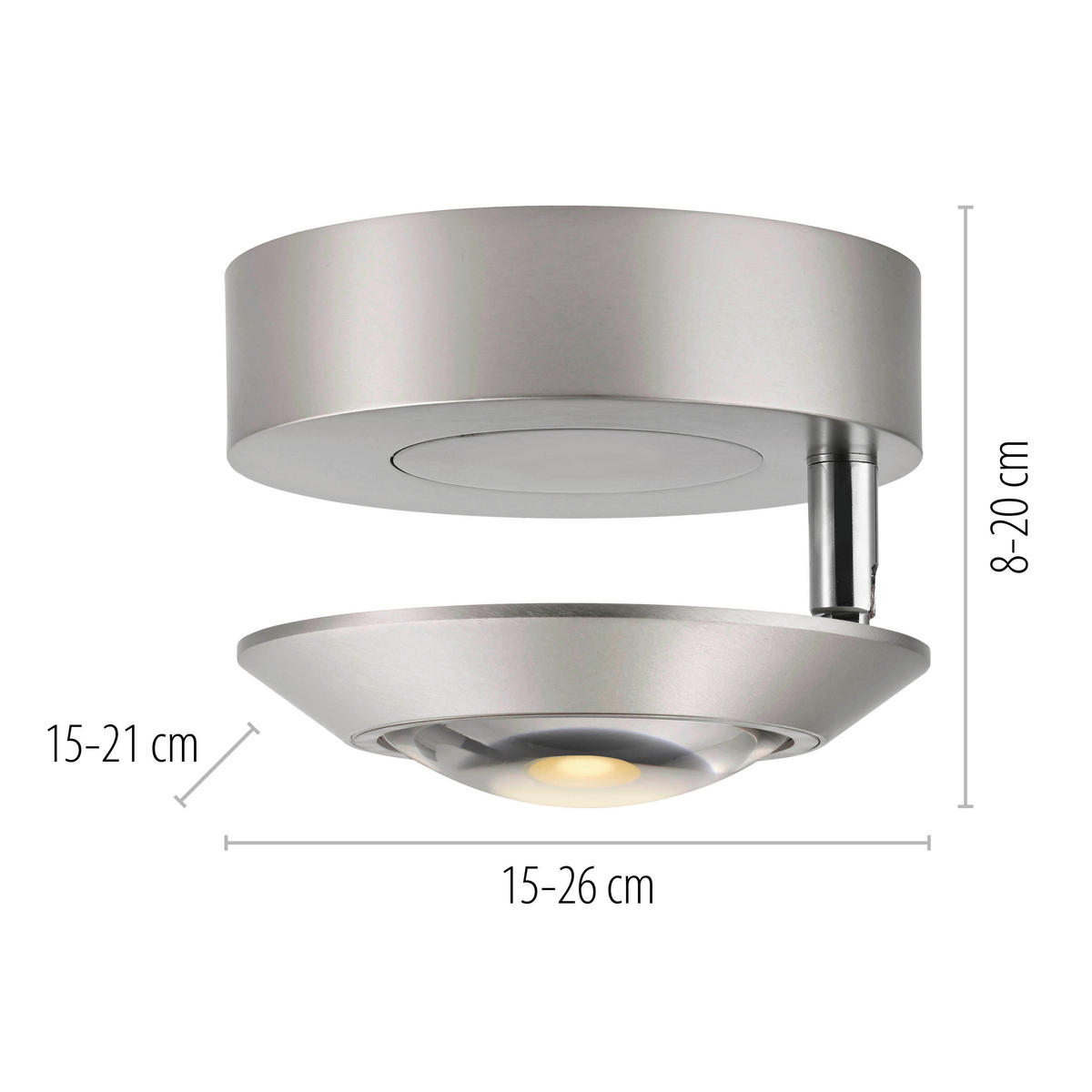 LED-DECKENLEUCHTE Oculis 26/21/20 cm   - Alufarben, MODERN, Glas/Kunststoff (26/21/20cm) - Neuhaus PURE