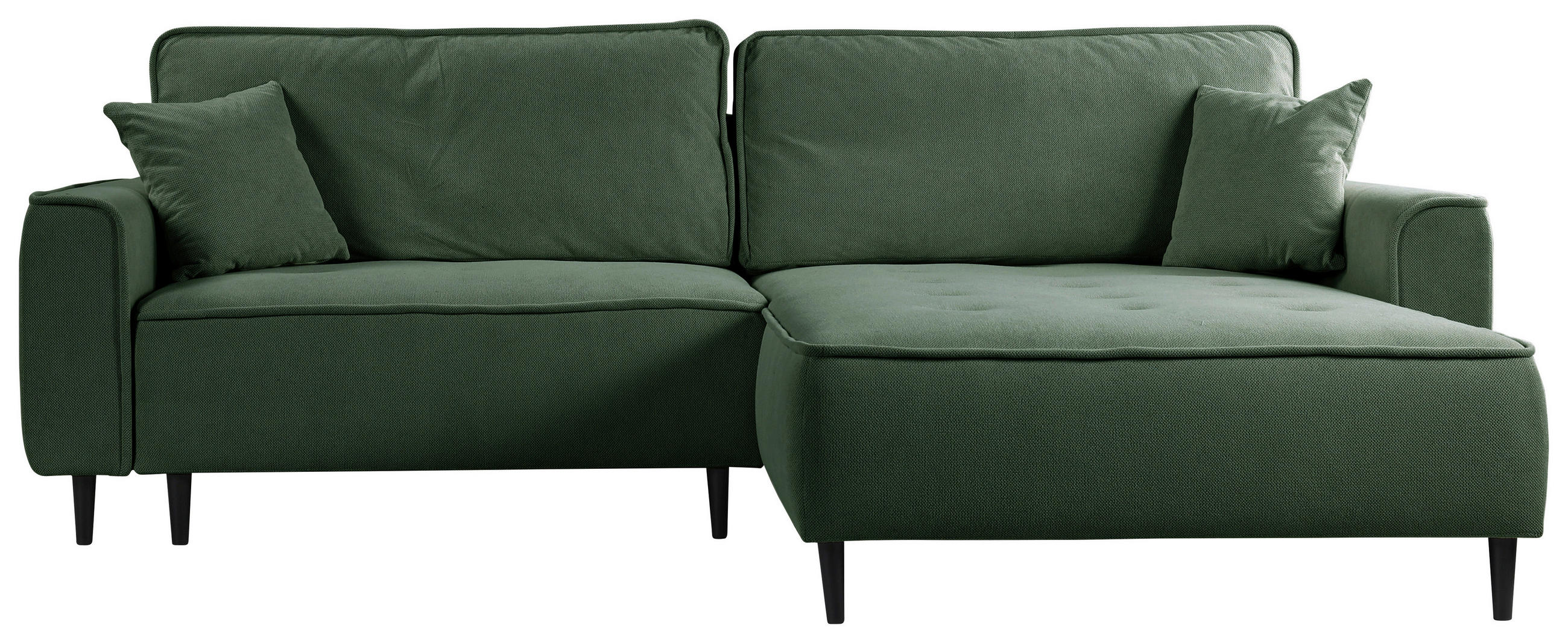 ECKSOFA Grün Flachgewebe  - Schwarz/Grün, Design, Holz/Textil (263/183cm) - MID.YOU