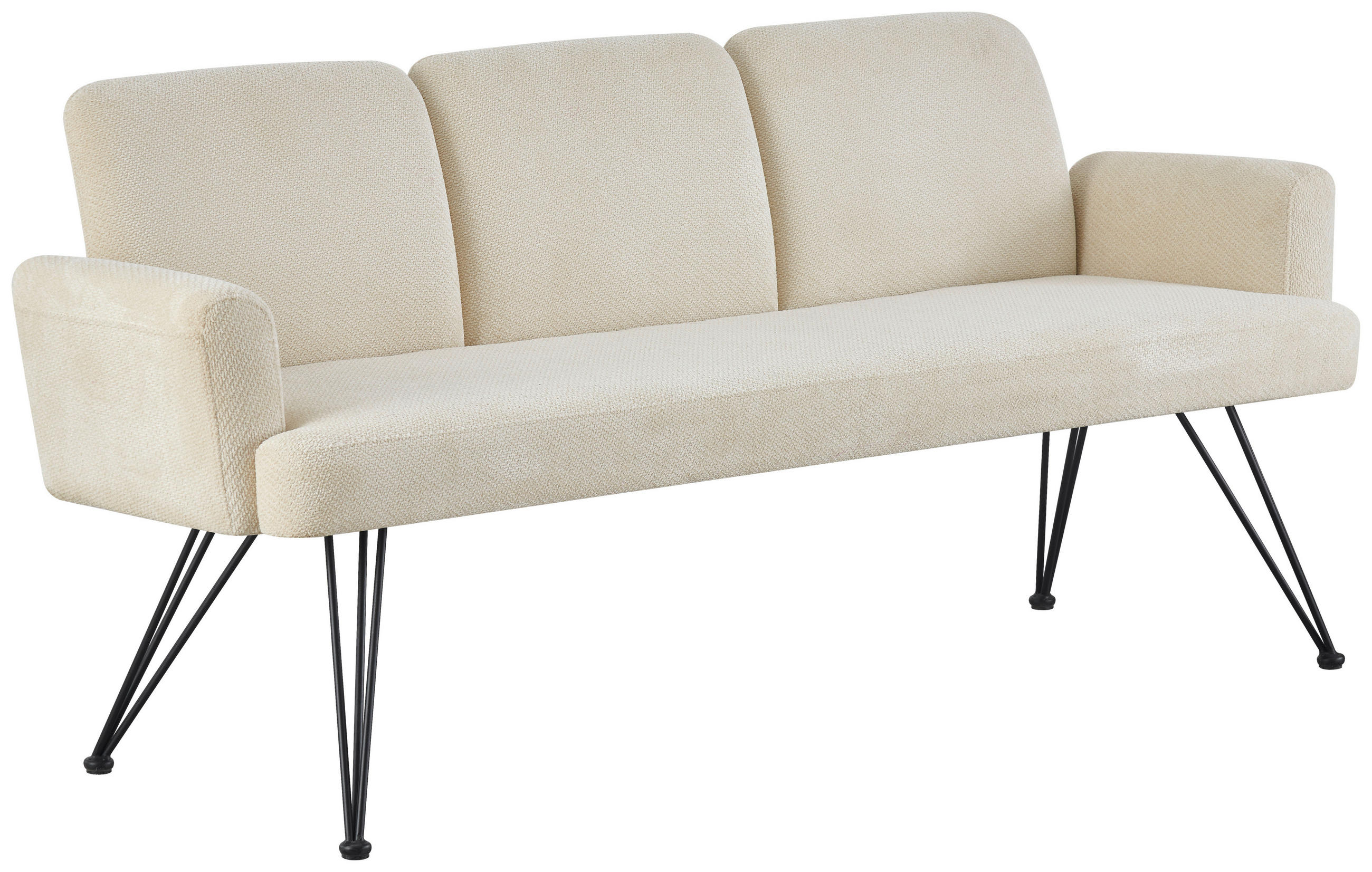 SITZBANK 178/82/61 cm Webstoff Creme, Schwarz  - Creme/Schwarz, Design, Textil/Metall (178/82/61cm) - Stylife