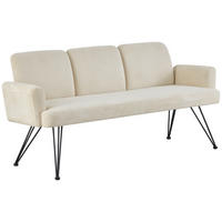 SITZBANK 178/82/61 cm Webstoff Creme, Schwarz  - Creme/Schwarz, Design, Textil/Metall (178/82/61cm) - Stylife