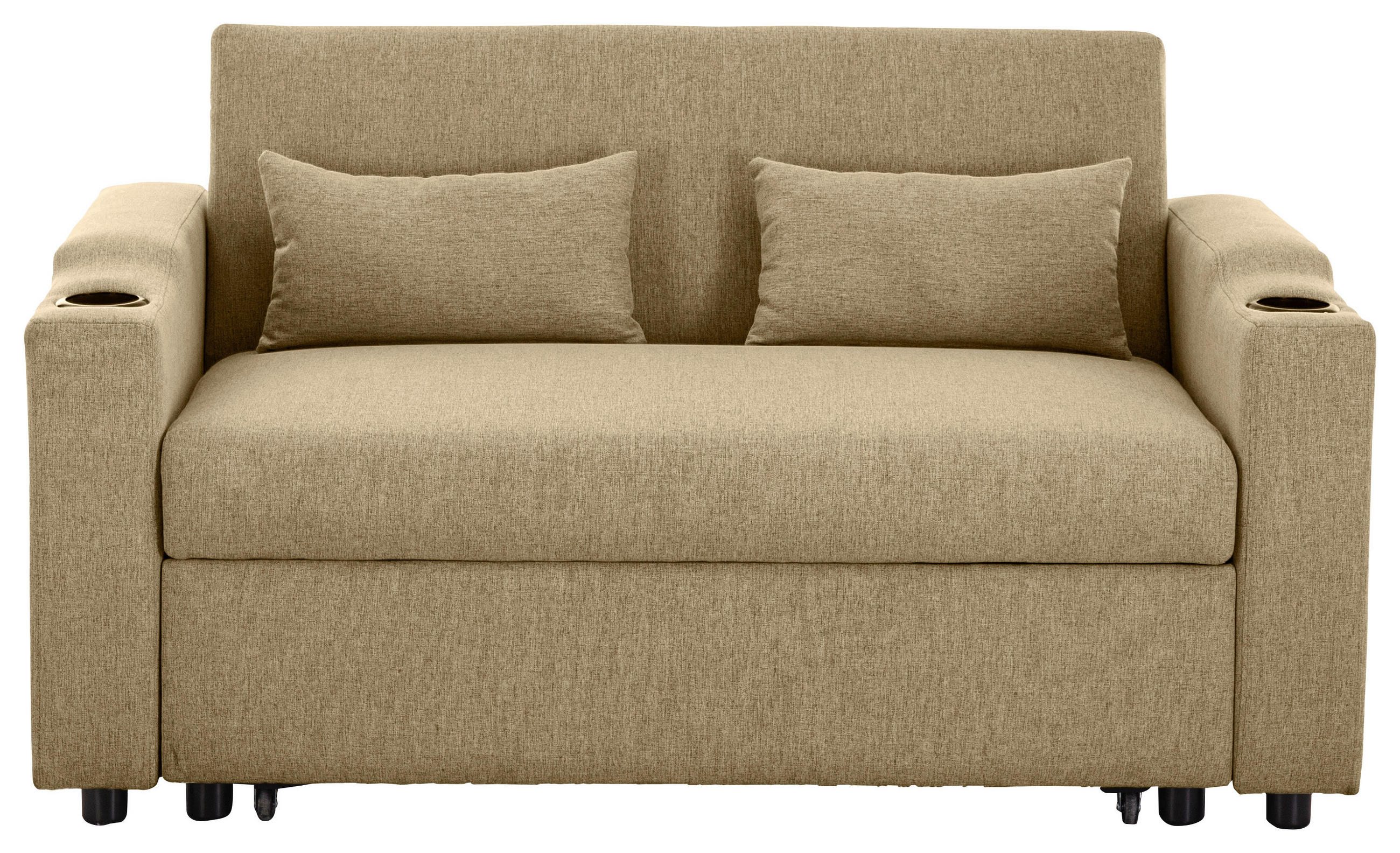 SCHLAFSOFA in Leinenoptik Khaki  - Khaki/Schwarz, Basics, Kunststoff/Textil (150/91/85cm) - P & B