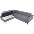 ECKSOFA Dunkelgrau Velours  inkl. Bettkasten, Schlaffunktion, Rücken echt, Kopfteilverstellung, Liegefläche im Originalstoff  - Dunkelgrau/Schwarz, KONVENTIONELL, Textil/Metall (217/255cm) - Carryhome