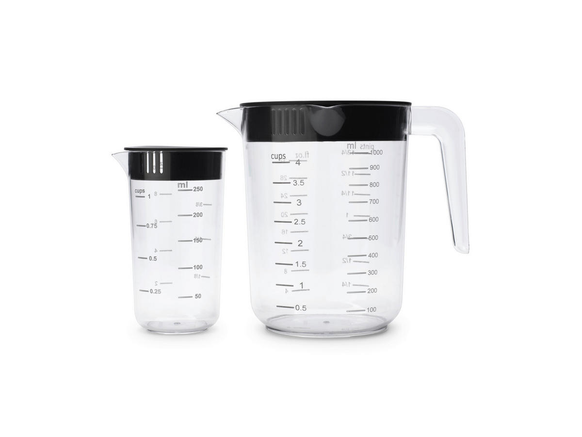 MÉRŐPOHÁR - áttetsző/sötétszürke, Basics, műanyag (1, 0,25l)