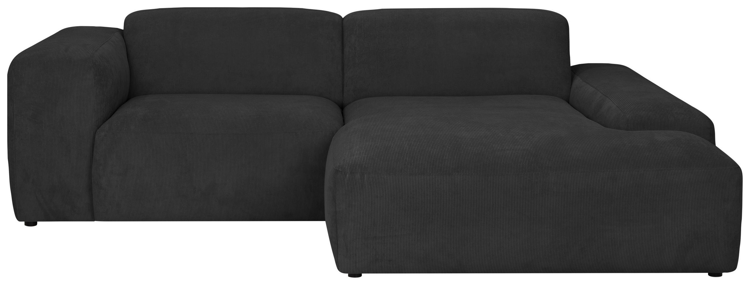 ECKSOFA HANNAH Schwarz Cord  - Schwarz, Design, Kunststoff/Textil (252/170cm) - MID.YOU