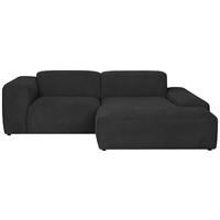 ECKSOFA HANNAH Schwarz Cord  - Schwarz, Design, Kunststoff/Textil (252/170cm) - MID.YOU