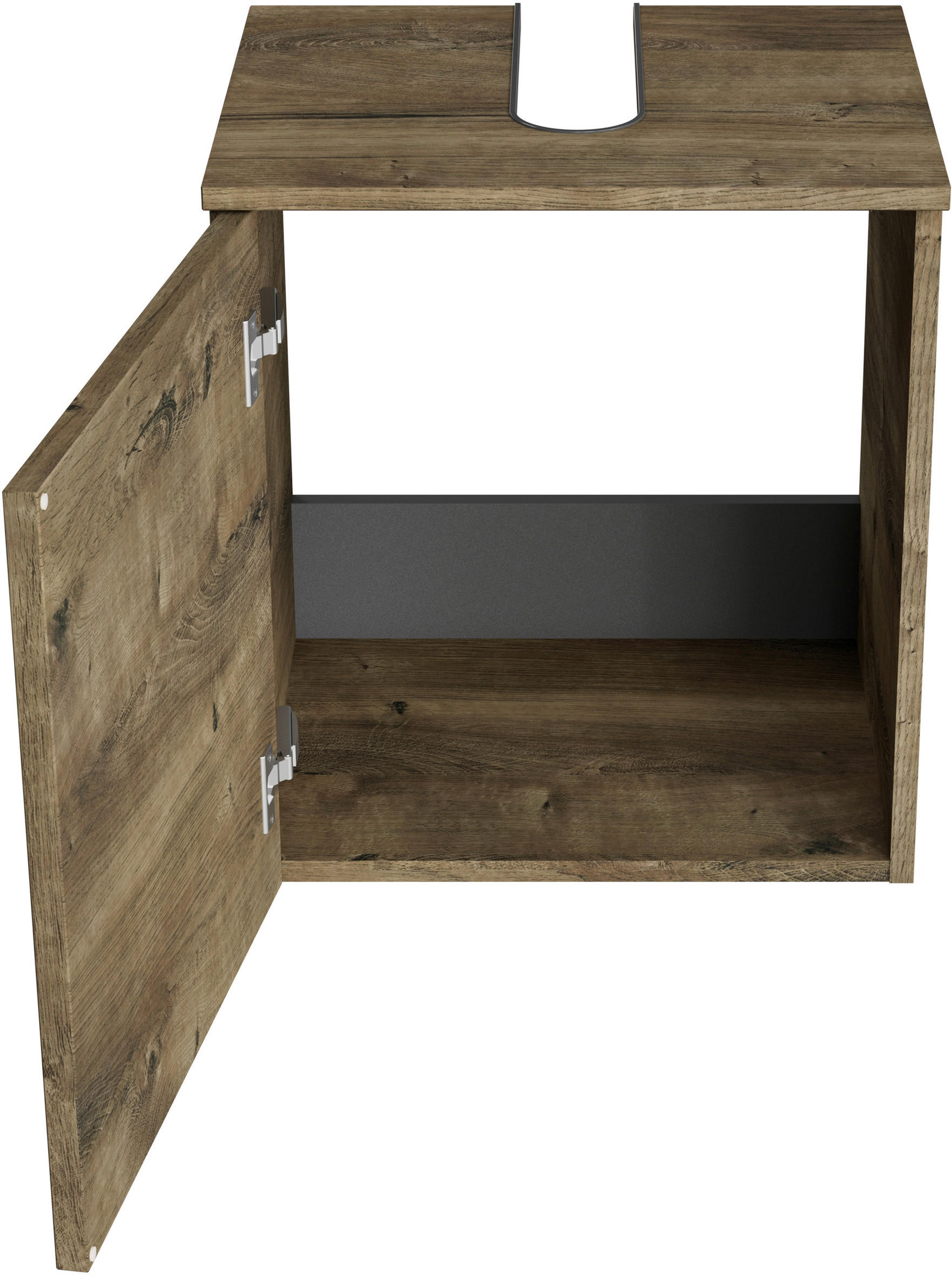 WASCHBECKENUNTERSCHRANK 45/49,8/38,3 cm  - Eiche dunkel/Chromfarben, KONVENTIONELL, Holzwerkstoff/Metall (45/49,8/38,3cm) - Sadena