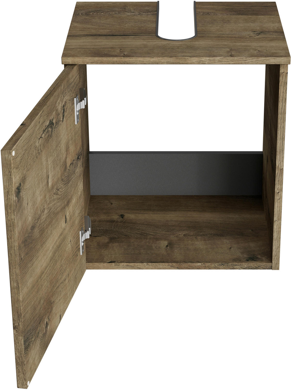 WASCHBECKENUNTERSCHRANK 45/49,8/38,3 cm  - Eiche dunkel/Chromfarben, KONVENTIONELL, Holzwerkstoff/Metall (45/49,8/38,3cm) - Sadena