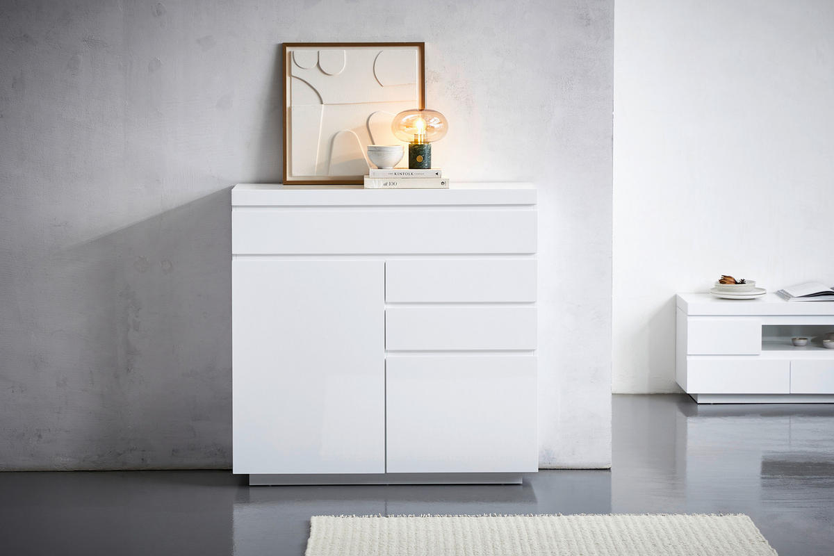 KOMMODE  in 121/119/40 cm  - Weiß Hochglanz, Design, Holzwerkstoff (121/119/40cm) - Xora