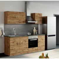 KÜCHENLEERBLOCK 210 cm   in Schieferfarben, Eiche Wotan  - Chromfarben/Schieferfarben, Modern, Holzwerkstoff/Metall (210cm) - Held