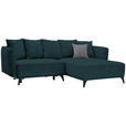 ECKSOFA  in Chenille Dunkelgrün  255/172 cm  - Dunkelgrün/Schwarz, LIFESTYLE, Textil/Metall (255/172cm) - Carryhome