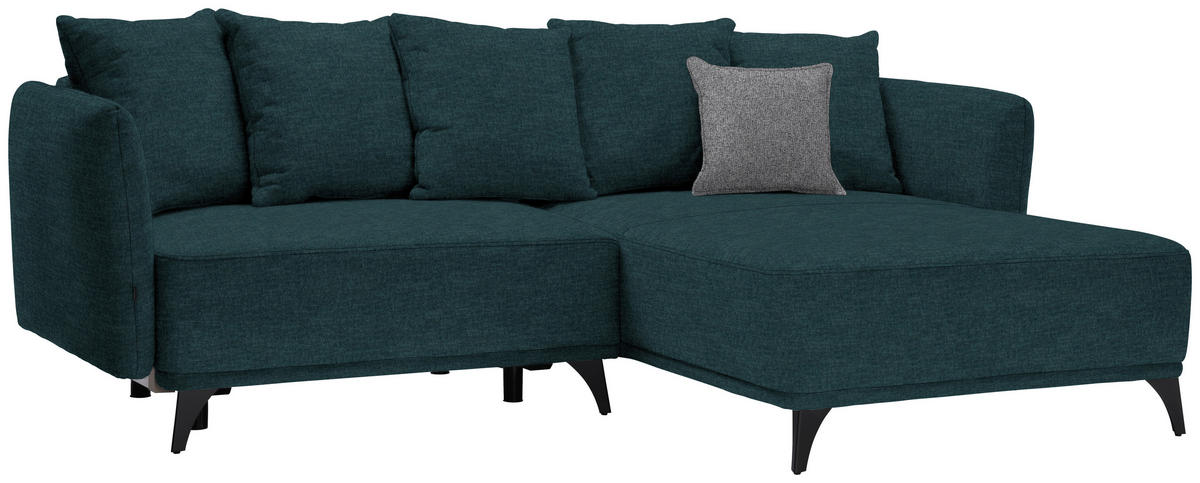 ECKSOFA in Chenille Dunkelgrün  255/172 cm  - Dunkelgrün/Schwarz, LIFESTYLE, Textil/Metall (255/172cm) - Carryhome