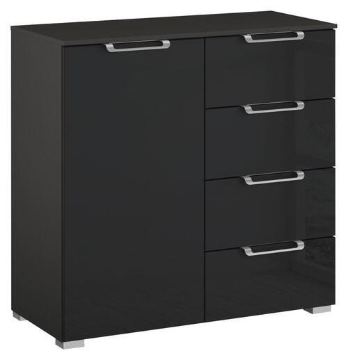 KOMMODE 80/81/42 cm  in Graphitfarben  - Silberfarben/Alufarben, Design, Glas/Holzwerkstoff (80/81/42cm) - Novel