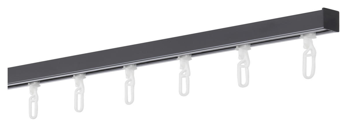 VORHANGSCHIENE - Schwarz, Basics, Metall (200cm) - Homeware