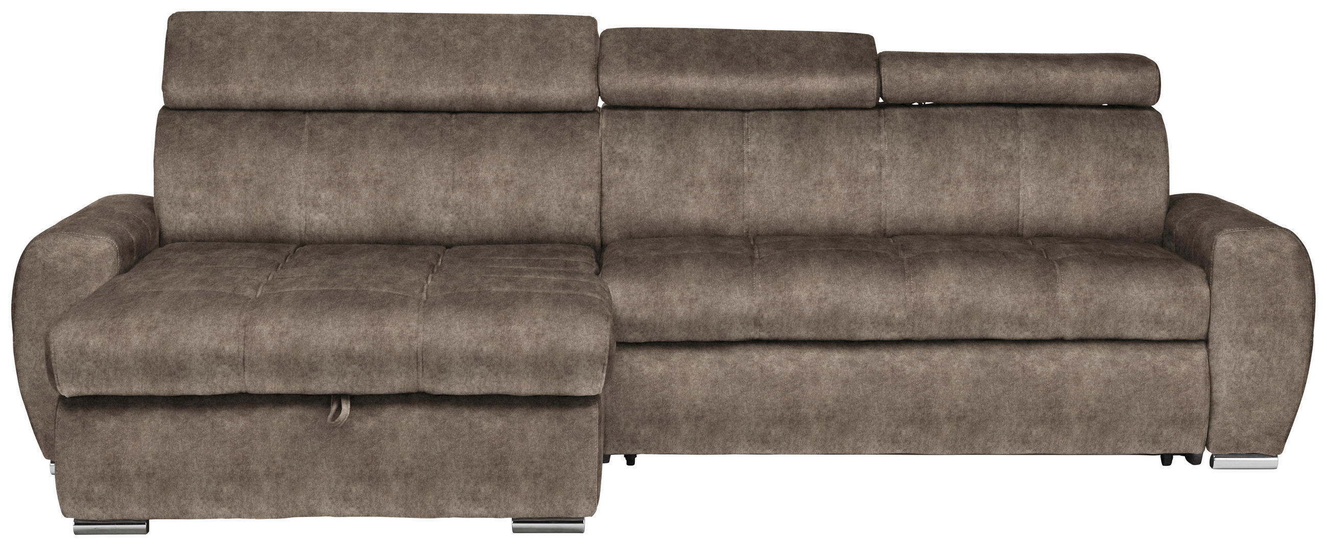 ECKSOFA Braun Velours  - Chromfarben/Braun, Design, Kunststoff/Textil (173/276cm) - Stylife