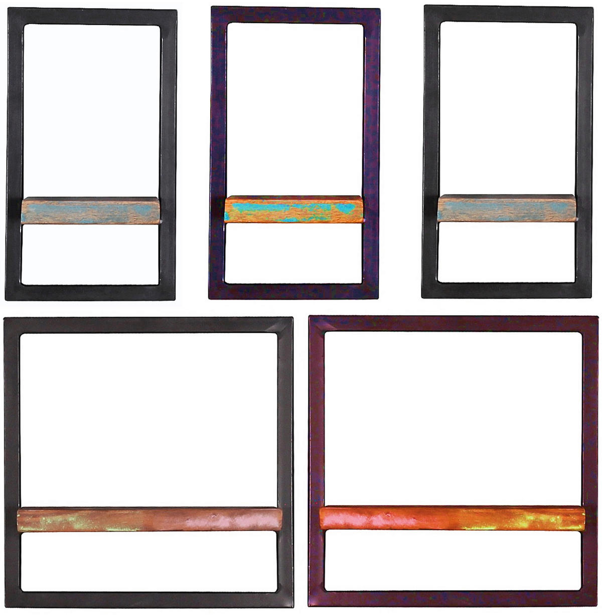 WANDREGAL 35/35/25 cm  - Multicolor/Schwarz, Design, Holz/Metall (35/35/25cm) - MID.YOU