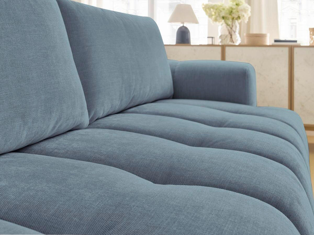 SCHLAFSOFA FUJI Leinenoptik Hellblau  inkl.  - Schwarz/Hellblau, MODERN, Kunststoff/Textil (251/113/88cm)