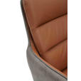 ARMLEHNSTUHL  in Eisen Mikrofaser Echtleder pigmentiert  - Cognac/Anthrazit, Design, Leder/Textil (58/89/67cm) - Novel